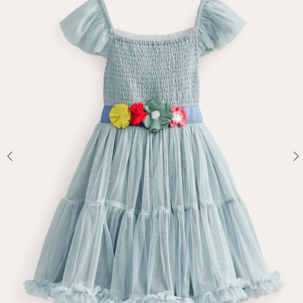 Full Tulle Corsage Dress in Tourmaline Blue